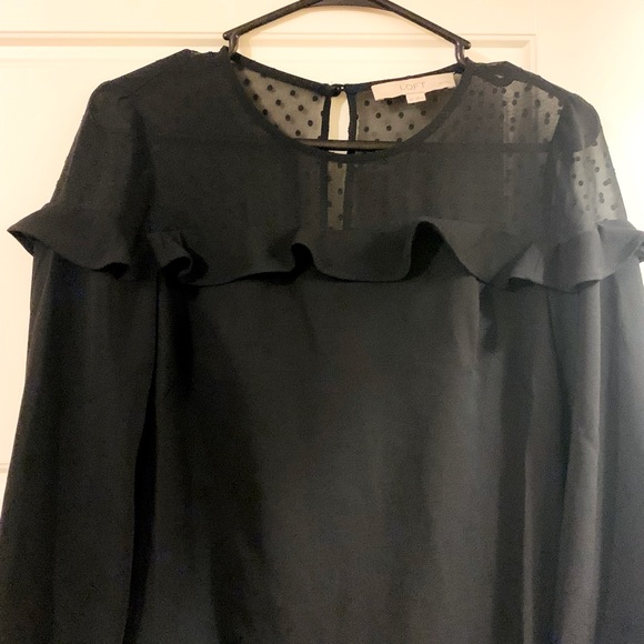 LOFT Black Ruffle Collar Dress - Picture 4 of 9